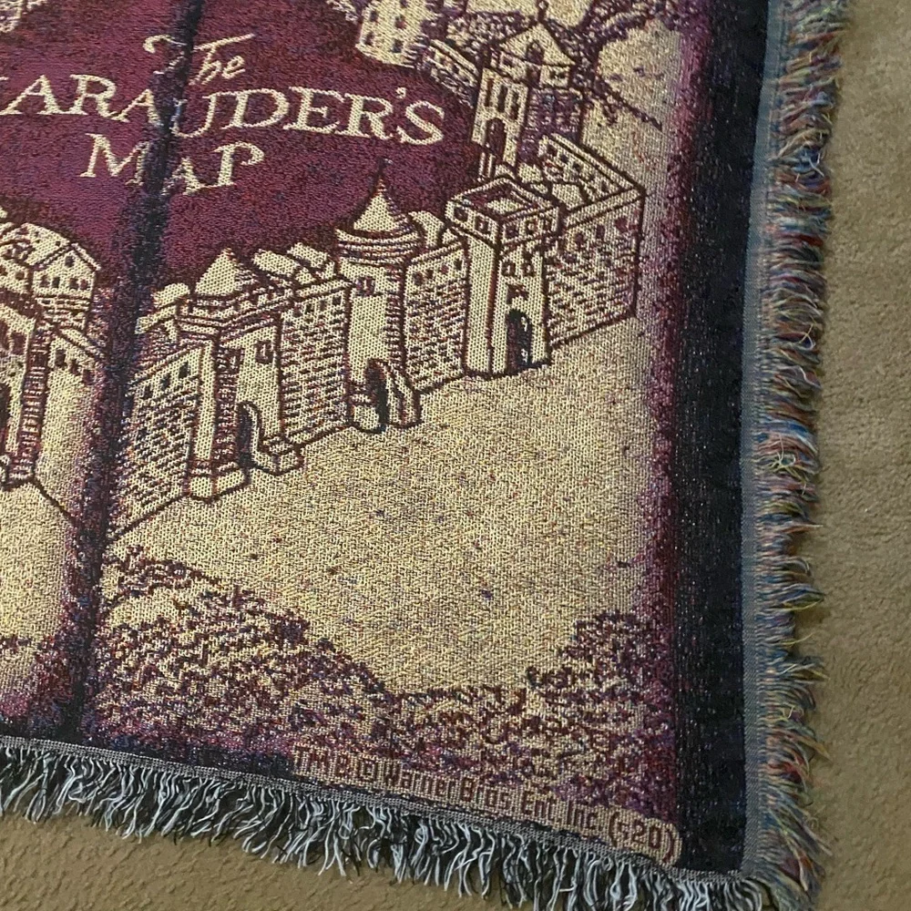 Harry Potter Marauder's Map Woven Tapestry Throw Blanket American Made 48 x 60